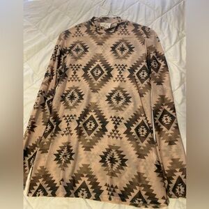 Mesh aztec long sleeve shirt
